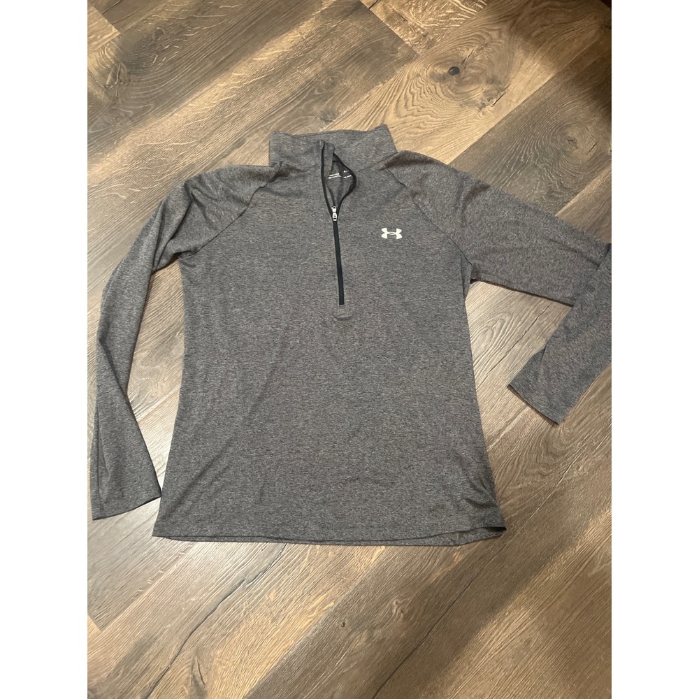 Under Armour Women's HeatGear Gray Long Sleeve‎ 1/2 Zip Athletic Top LG